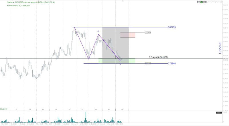 График с волновыми и ценовыми целями, показан простой подход с одной точкой входа и уровнем для локирования позиций.