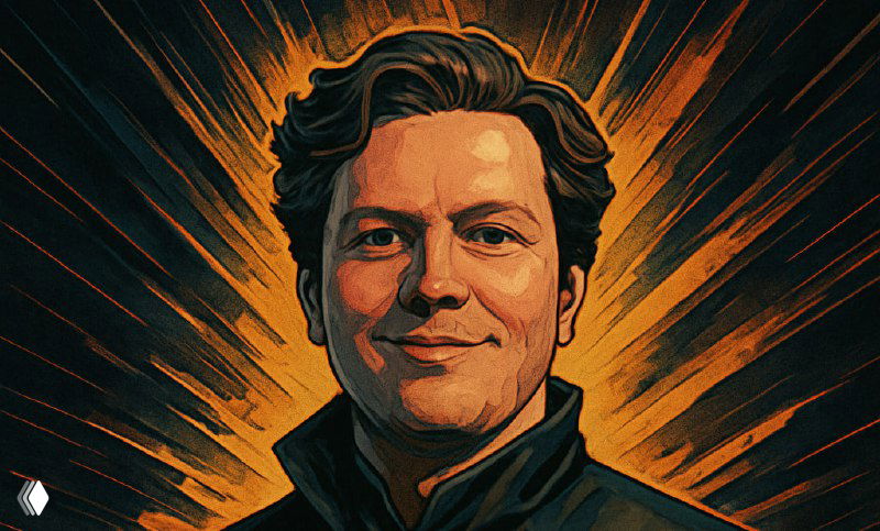 Стилизованный цифровой портрет мужчины в тёплых тонах с лучистым фоном; иллюстрация как сгенерированное изображение к тексту о цифровом мусоре.