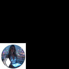 Превью видео-инструкции: женщина на фоне неонового города в круглом аватаре, иллюстрация к материалу об автоматизации выдачи подарков в Telegram.