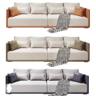 Три варианта дивана в ряд на белом фоне — демонстрация разных цветовых и конструктивных исполнений модели для выбора.