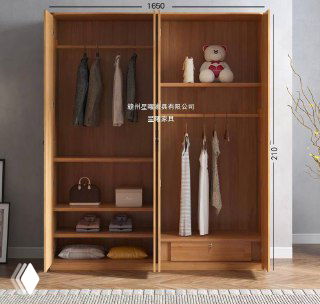 Внутреннее пространство шкафа без дверей: полки, штанга для вешалок и верхняя ниша, показаны размеры 1650 мм и высота 2100 мм.