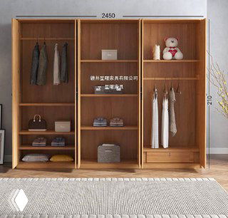 Фасад трёхсекционного шкафа с открытыми секциями и измерениями по ширине 2450 мм, демонстрация возможной сборки модулей.