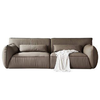 Товарный белый фон — фронтальный снимок дивана Navola в кожаной обивке без дополнительных предметов интерьера