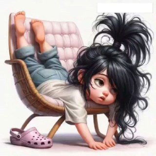 Иллюстрация уставшей девушки в кресле: персонаж опирается вниз головой, растрёпанные волосы, расслабленная поза и выражение физического и эмоционального истощения.