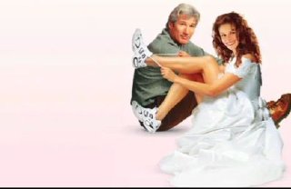 Постер фильма: женщина в свадебном платье сидит рядом с мужчиной, романтический кадр, иллюстрирующий тему бегства от близости и обязательств.