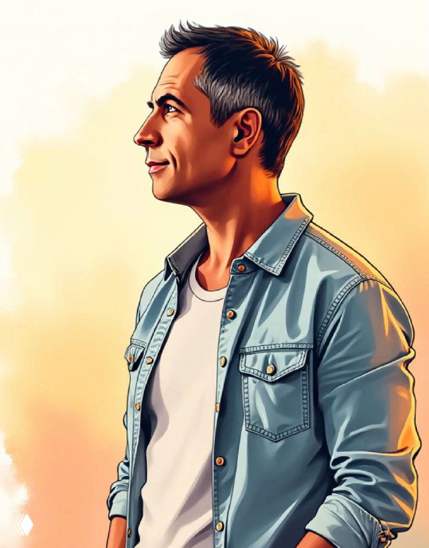 Стилилизованный портрет мужчины в профиль — иллюстрация размышлений о работе, выборе профессии и жизненных приоритетах.