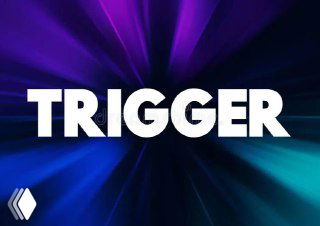 Изображение с надписью «TRIGGER» на абстрактном синево‑фиолетовом фоне, иллюстрация маркетингового триггера в контексте продаж и продвижения услуг.
