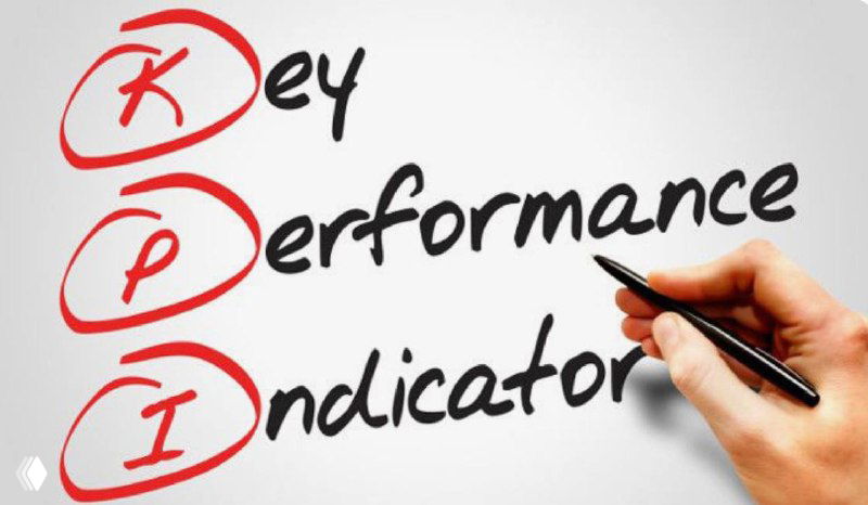 Рука с маркером пишет фразу «Key Performance Indicator», буквы K, P, I выделены красными кружками — метафора KPI в бизнесе.