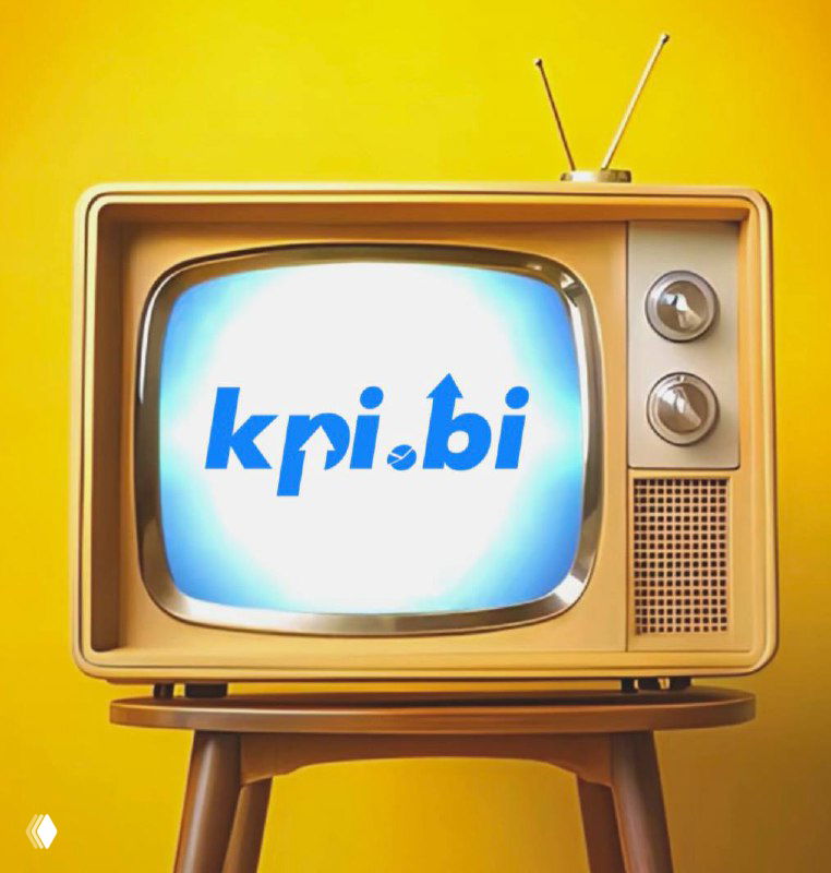 Ретро-телевизор на жёлтом фоне с логотипом kpi.bi на экране — иллюстрация подборки эфиров и интервью Beauty KPI.