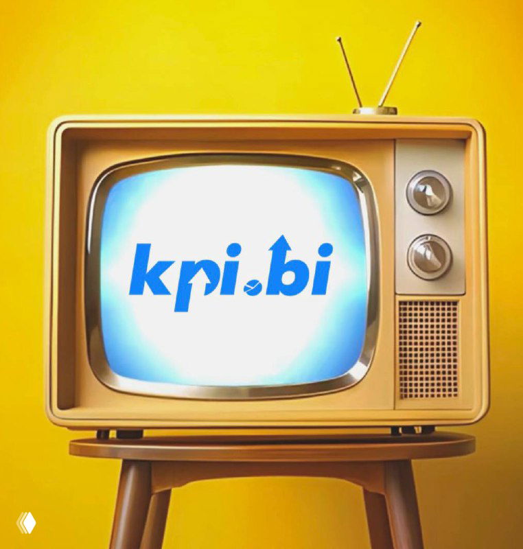 Ретро‑телевизор на жёлтом фоне с логотипом kpi.bi на экране — иллюстрация подборки видео и интервью канала Beauty KPI для выходных.