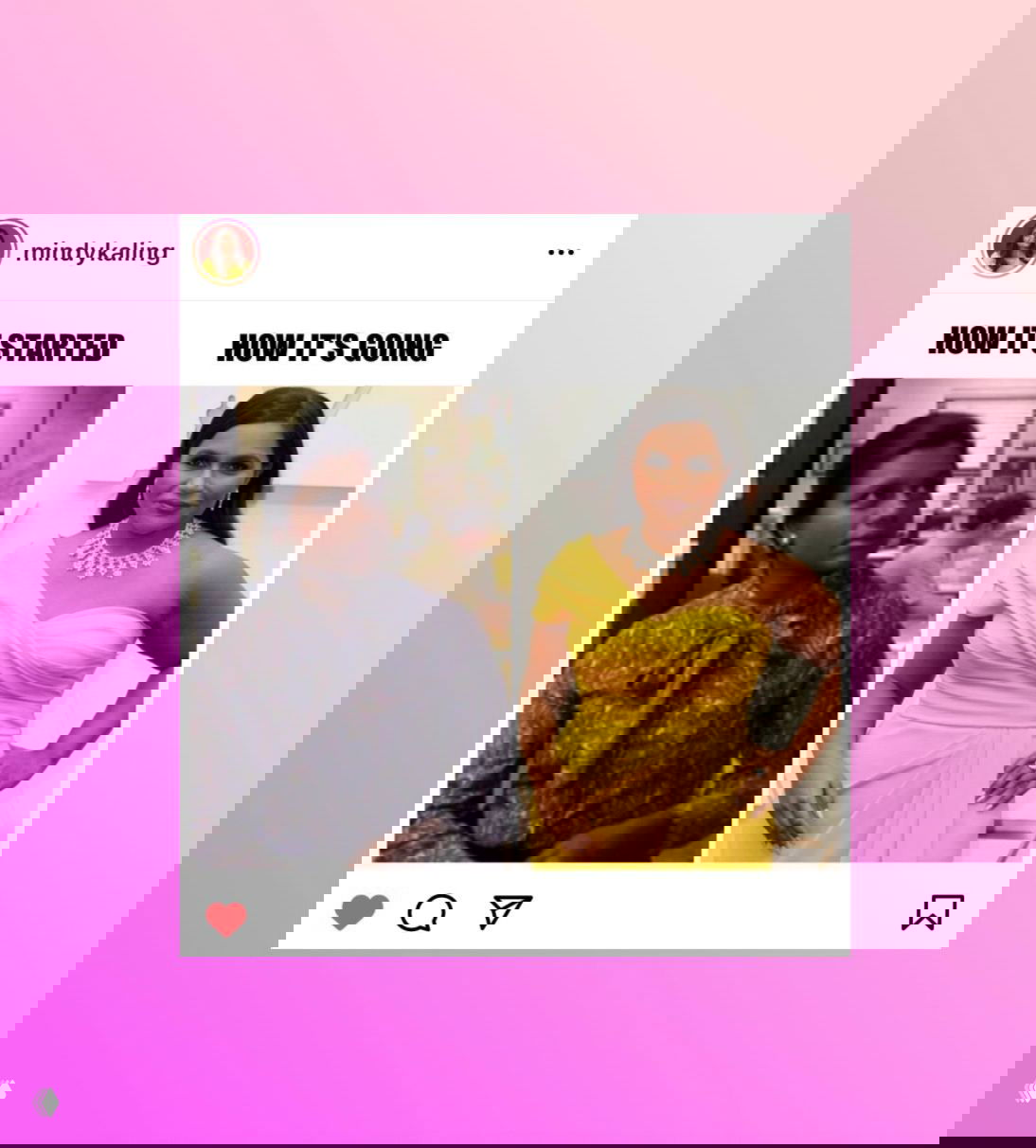 Коллаж-мем формата «How it started / How it's going» в виде скриншота Instagram: две фотографии одного человека в разное время, сравнение прогресса.