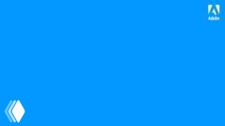 Синий фон с логотипом Adobe и абстрактной графикой — превью видео-обзора возможностей Adobe Creative Cloud для SMM