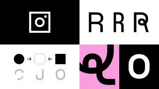 Сетка графических элементов: знаки, формы и стилизованные буквы, иллюстрирующие элементы нового фирстиля и модульную систему бренда.