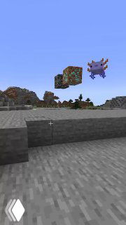 Кадр из игрового видео Minecraft: летающие блоки и пиксельный ландшафт, характерный фрагмент короткого ролика, демонстрирующий разный контент в подборке.