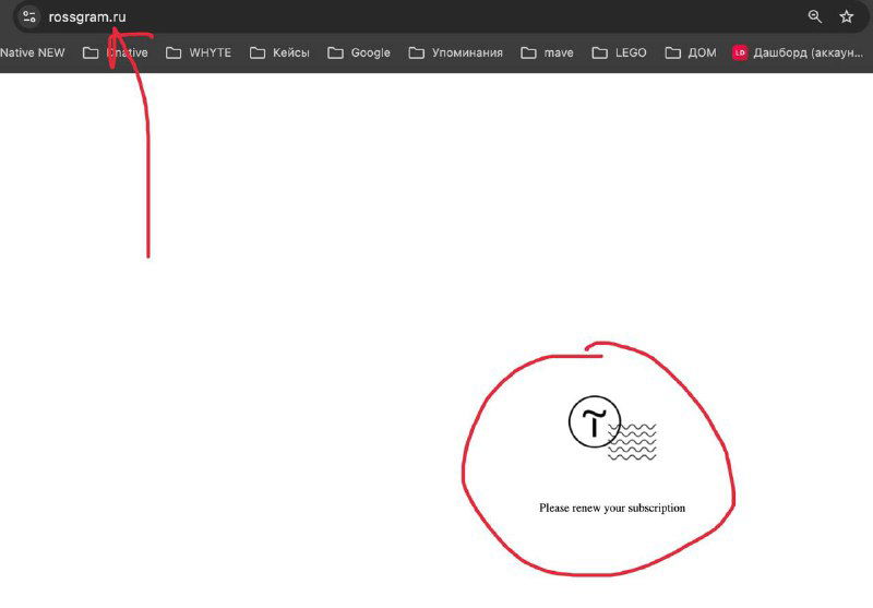 Скриншот браузера с белым фоном, красной пометкой вокруг области и стрелкой к адресной строке, иллюстрация проверки страницы сайта.