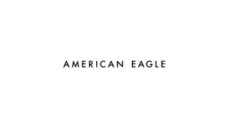 Фирменная заставка с текстом «AMERICAN EAGLE» на белом фоне — брендовый титр видеоролика рекламы джинсов.