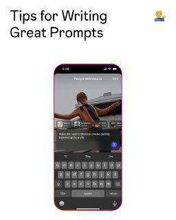 Скриншот смартфона с полем ввода промпта и клавиатурой — пример советы по написанию промптов для Meta AI, показывающий интерфейс редактирования.