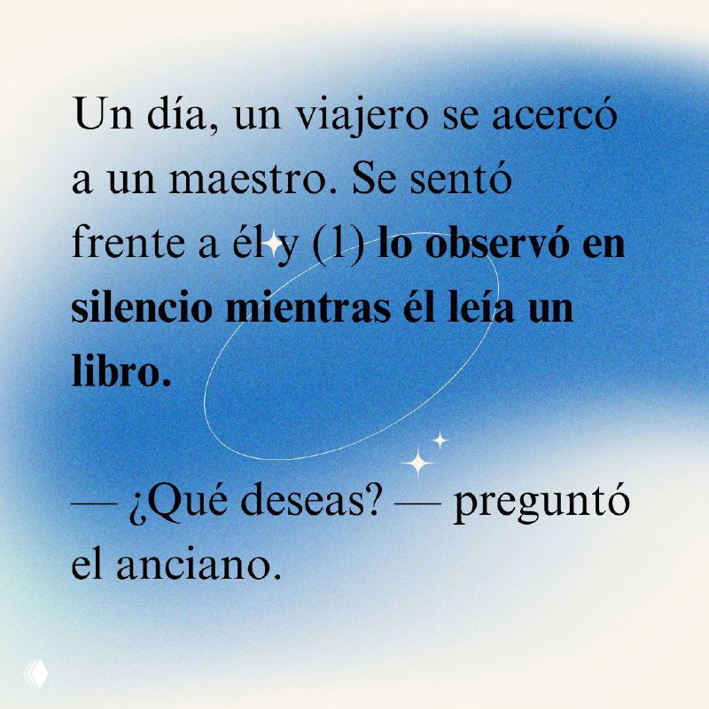 Слайд с кратким фрагментом рассказа на испанском: «lo observó en silencio mientras él leía un libro» на градиентном фоне, демонстрация indefinido vs imperfecto.