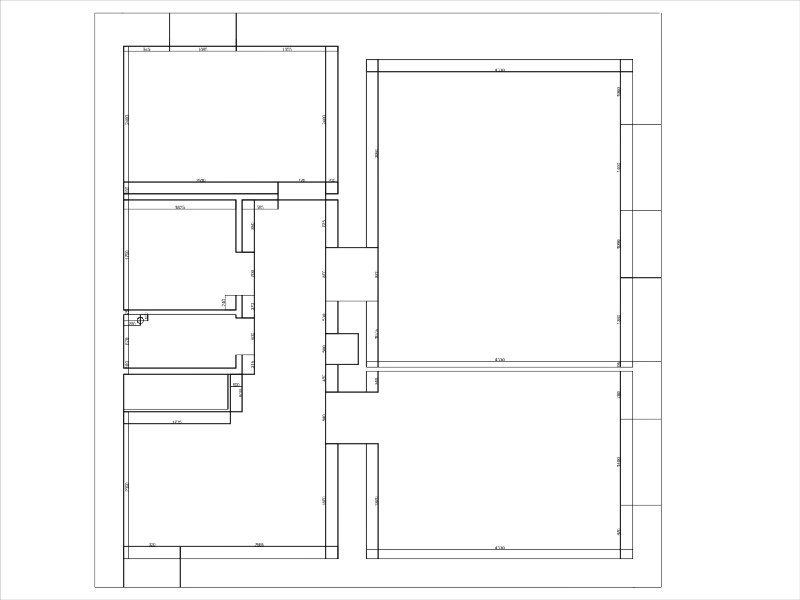 Планировка до ремонта в чертежном виде: исходная планировочная схема помещения с расположением комнат и несущих стен.