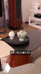 Кофейный стол в гостиной; на заднем плане видна декоративная панель и молдинг, скрывающие приточно‑вытяжную вентиляцию.