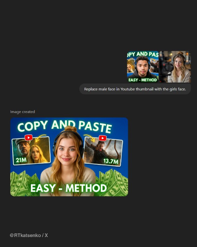Готовая миниатюра с заголовком "Copy and Paste": лицо человека, яркие цвета и текстовые блоки, демонстрация шаблона обложки для видео.