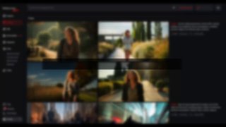 Размытый скриншот интерфейса с сеткой превью изображений и боковой панелью, демонстрация галереи и навигации новой версии Midjourney.