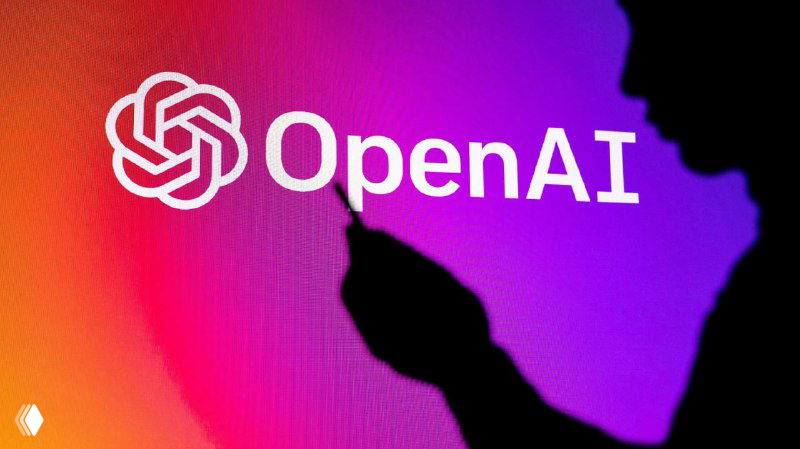 Логотип OpenAI на ярком градиентном фоне и тёмный силуэт человека с указующим пальцем — иллюстрация роста аудитории ChatGPT.
