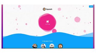 Скриншот веб‑интерфейса Squoosh: окно редактора с крупным цветным элементом, волнообразной панелью внизу и видимыми элементами управления