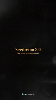 Тёмный фон с золотистой надписью «Seedream 3.0», лаконичная заставка модели генерации изображений без дополнительных объектов