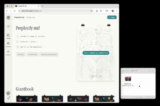 Скриншот веб‑интерфейса Perplexify: панель слева, крупное превью постера справа, миниатюры и элементы управления внизу.