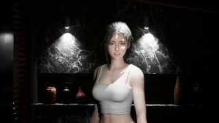 3D-рендер молодой девушки в топе на темном фоне с подсветкой и интерьерными элементами — визуал к анонсу виртуальной ИИ‑девушки.