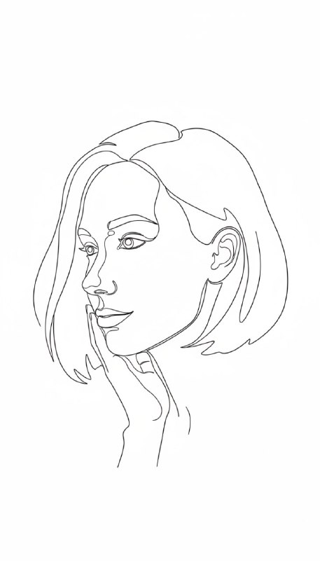 Лаконичный линейный портрет женщины в виде монохромного эскиза с водяным знаком @lyudmila_astro, декоративная иллюстрация для поста об астрологии