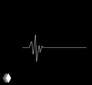 Чёрное минималистичное изображение с белой линией пульса, которая переходит в ровную линию — метафора окончания отношений.