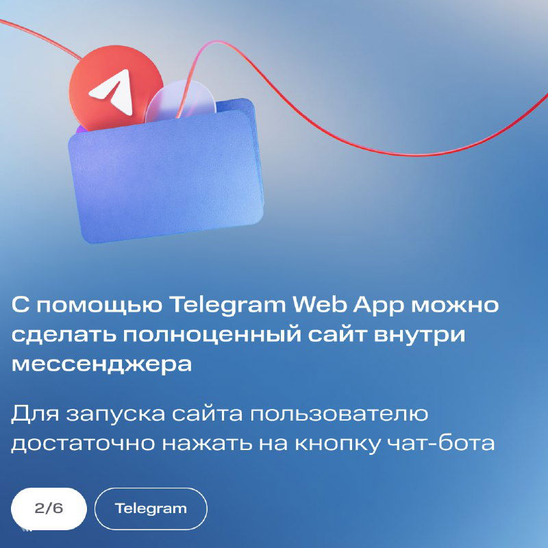 Инфографика о запуске сайта внутри мессенджера: пояснение, что Telegram Web App позволяет сделать полноценный сайт и запустить через кнопку чат‑бота.