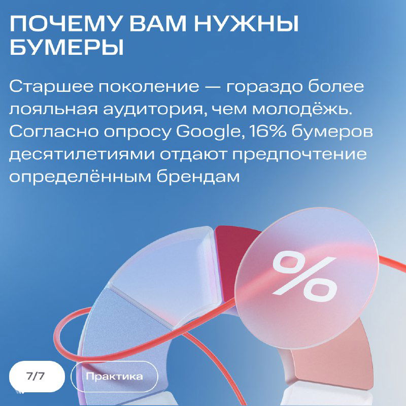 Слайд «Почему вам нужны бумеры»: лояльность старшего поколения и данные, что 16% бумеров десятилетиями отдают предпочтение определённым брендам.
