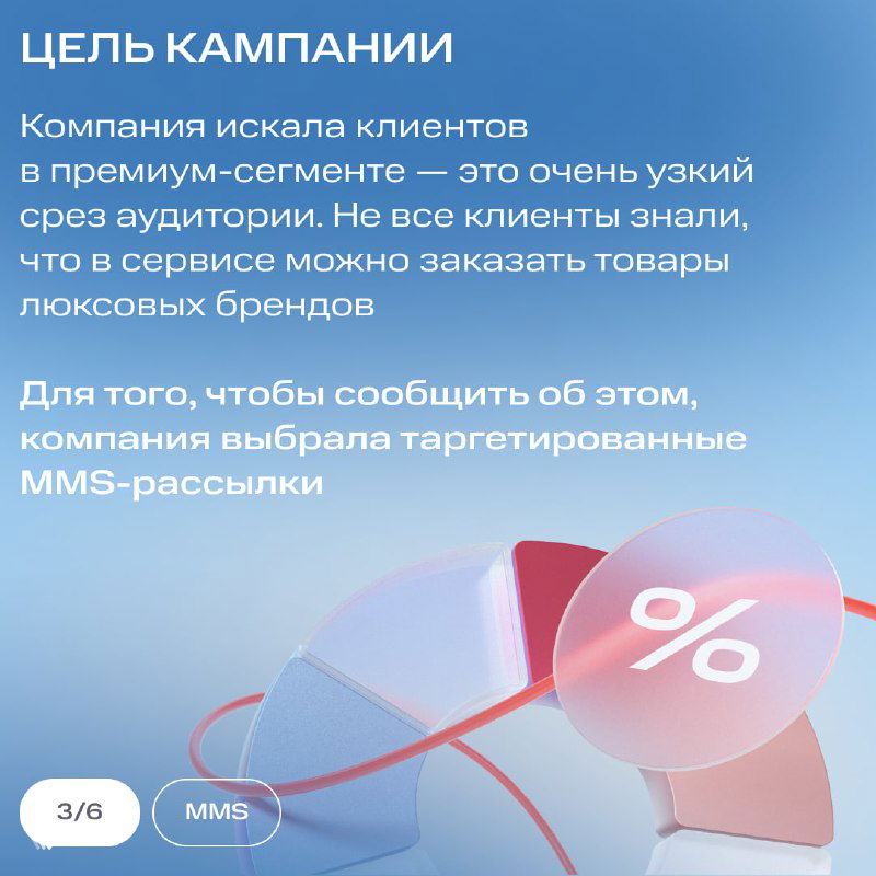 Слайд «Цель кампании»: объяснение необходимости найти премиум‑аудиторию и выбор таргетированных MMS‑рассылок для информирования о сервисе.