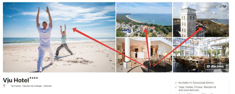 Фотография людей на пляже, занимающихся активностями; видно песчаное побережье, спортивные упражнения и атмосферу отдыха у велнес‑отеля на море.