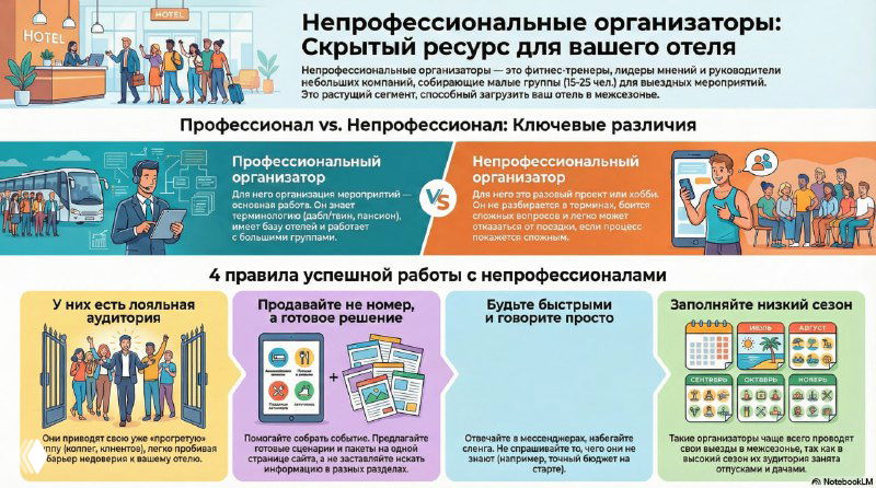 Работа с непрофессиональными организаторами групп