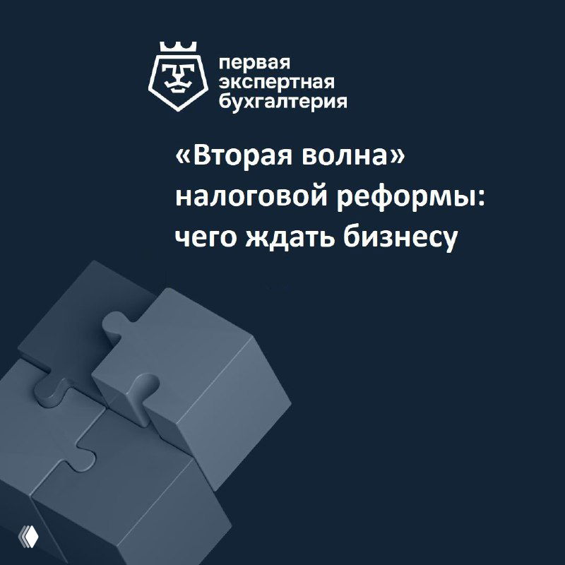 Обложка статьи: логотип ПЭБ и заголовок «Вторая волна налоговой реформы: чего ждать бизнесу» на тёмно-синем фоне с пазлом.