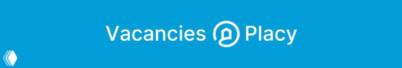 Blue banner showing Placy logo and the phrase 'Vacancies @ Placy' on a turquoise background, used as the header image for the job announcement post.