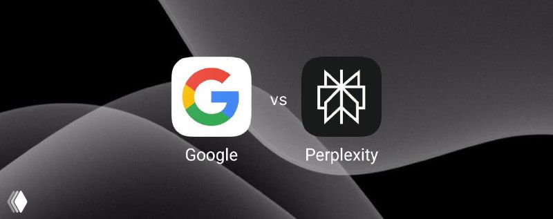 Grayscale smartphone home-screen showing Google and Perplexity app icons side by side, symbolizing the competitive comparison between search engines and AI search.