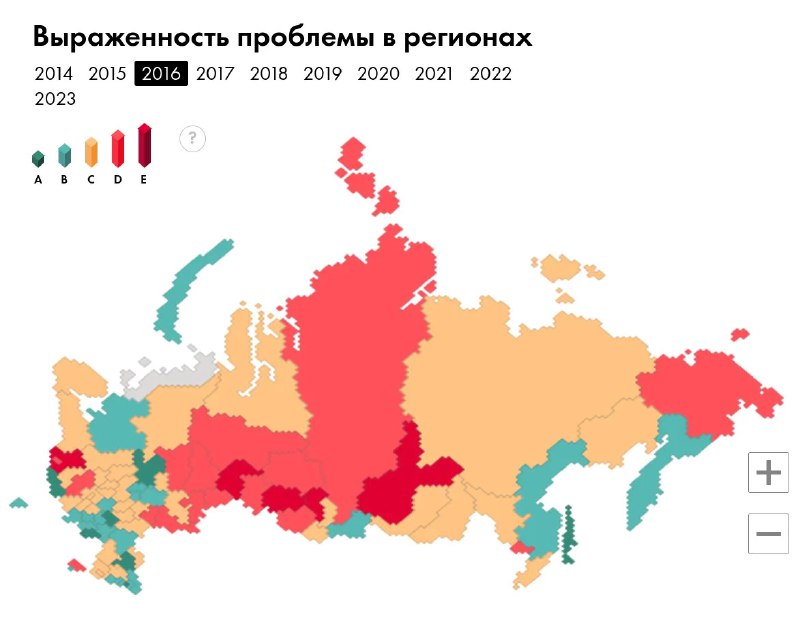 Иллюстративная карта регионов России с цветовой шкалой, демонстрирующая изменения выраженности эпидемии ВИЧ по регионам на разных этапах.