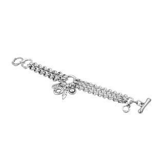 Фотография тонкого серебристого браслета-цепочки Ciclon с декоративным элементом, товарная съемка на нейтральном белом фоне.