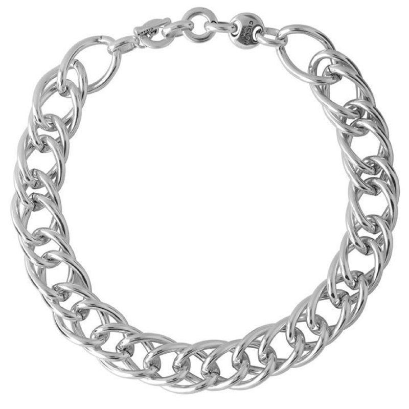 Студийная фотография массивной плетёной серебристой цепи-колье на белом фоне — товарный ракурс для каталога бренда CICLON