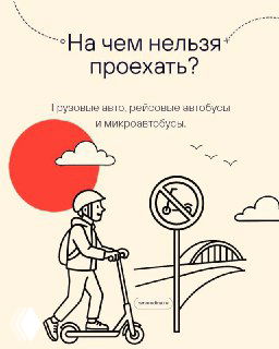 Иллюстрация: человек на электросамокате и знак запрета, подпись о том, на чём нельзя проезжать — ограничения для грузового транспорта и некоторых типов транспортных средств.