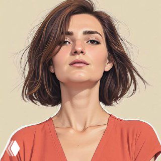 Стилизованный портрет женщины в красном платье на светлом фоне — иллюстрация к посту о технологиях и когнитивном здоровье и старшем поколении