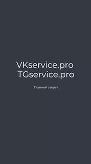 Минималистичный промо-баннер: тёмный фон, белый текст «VKservice.pro TGservice.pro» и подпись «Главный секрет:», подчёркивающий тему автоматизации