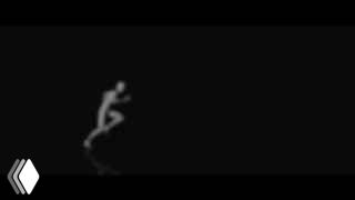 Превью: монохромный размазанный силуэт бегущего и прыгающего персонажа на тёмном фоне — кадр из 3D паркур монтажа.