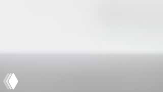 Студийный рендер на сером фоне с маленькой ромбовидной эмблемой в углу; презентационный кадр из пакета визуальных материалов проекта айдентики Tugg.