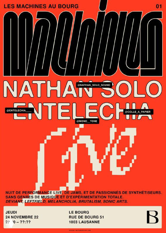 Экспериментальный плакат Матeя Моравеца с насыщенным красным фоном, крупной контрастной типографикой и геометрическими блоками, пример постера.